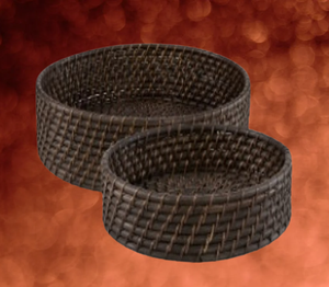 Granero LOMBOK hecho a mano de ratán, 2 juegos, marrón oscuro, elegante, duradero, de alta calidad para muebles de cocina - Product Image 3