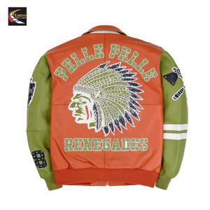 Blouson aviateur universitaire en cuir Blouson de baseball en gros Prix bon marché Production en vrac - Product Image 2