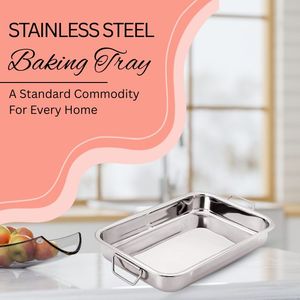ถาดอบโลหะสแตนเลสพร้อมด้ามจับกระทะเค้กปลอดภัยสำหรับเตาอบเตาอบลาซานญ่าคุกกี้ - Product Image 2