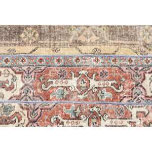 Alfombra de área de lana roja y beige Vintage turca de 19x24 pies, diseño de retales de tejido plano para decoraciones de sala de estar, respaldo de látex - Product Image 5