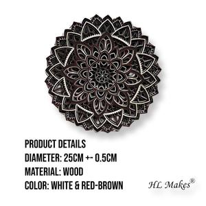 Décoration murale en bois Mandala blanc et rouge-marron Art déco Design artisanat en bois pour anniversaire ornement suspendu à la main - Product Image 5