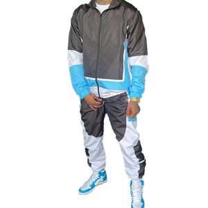 Chándal de nailon para hombre, conjunto de chaqueta y pantalones con cremallera, conjunto de chándal con logotipo personalizado, chándal transpirable de nailon y poliéster - Product Image 2