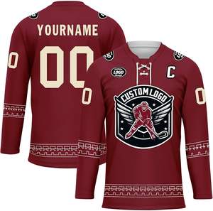 Maillots de hockey sur glace personnalisés directs d'usine maillots extensibles respirants imprimés par sublimation pour les équipes sportives de compétition - Product Image 1