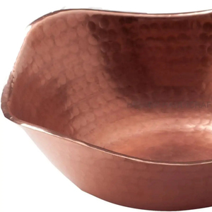 Cuenco de tierra plano de cobre martillado a mano 100% cobre puro 7 pulgadas cuenco cuadrado para pedicura baño de pies - Product Image 1