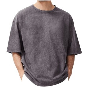 Camiseta para hombre Diseño personalizado Hombro caído Camisetas vintage Camisetas Hombre Desgastado Lavado ácido Camiseta Hombre Hombro caído de gran tamaño - Product Image 1
