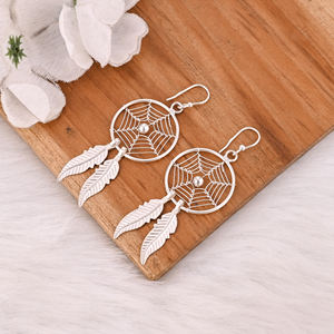 Pendientes de Plata de Ley 925, Precio al por Mayor, Buena Calidad, Pendientes Colgantes con Diseño de Hoja, Plata y Joyería - Product Image 4