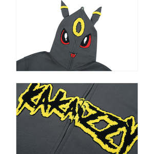 Streetwear Oversized Hip Hop Hoody <b>Yellow</b> Flat Embroidery <b>Hoodie</b> for <b>Men</b> Heavy Wool Terry Cartoon Embroidery Full Zip up <b>Hoodie</b> - Product Image 4