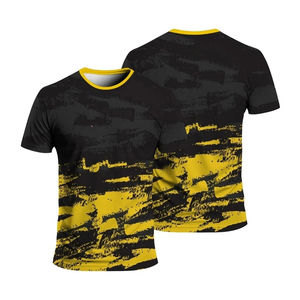 T-shirt Homme Coupe Droite Effet Plissé avec Logo Personnalisé Imprimé Numérique sur le Devant, Impression Numérique, Mélange Polyester/Coton 200g, Style Urbain - Product Image 1