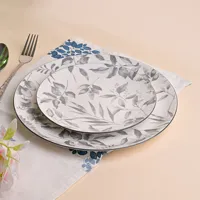 Ensemble d'assiettes de service en porcelaine durable 10,5 pouces, compatibles lave-vaisselle et micro-ondes, écologiques, design moderne et luxueux imprimé