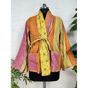 Vintage <b>Kantha</b> Stitch Dori <b>Jacket</b> One-of-a-Kind Handstitched Boho Chic Reversible Short Coat Patchwork Decoration for Spring - Product Image 2