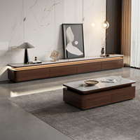 Support TV flottant moderne Table console Salon de luxe Support TV en bois Support TV de table en pierre frittée avec lumière
