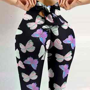 กางเกงเอวสูงระบายอากาศได้ดีสำหรับผู้หญิงกางเกงเลคกิ้งขาสั้นเซ็กซี่ไร้รอยต่อพิมพ์ลายดิจิตอลเล่นกีฬาเล่นฟิตเนส - Product Image 4