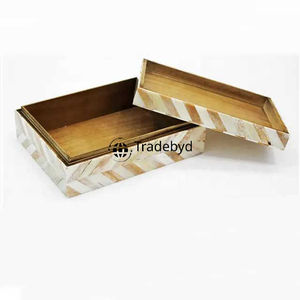 Boîtes à bijoux élégantes faites à la main élégant Accent Home Decor Organisateur de stockage avec présentoir de vadrouille en incrustation d'os Tradebyd - Product Image 3