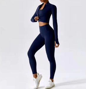 Conjunto de Yoga Personalizado 2026 de Alta Calidad con Logotipo Frontal, Secado Rápido, 2 Piezas, Leggings Holgados de Pierna Recta para Entrenamiento y Fitness para Mujer - Product Image 4