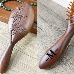 Peine de Madera para Masaje Capilar con Logotipo Personalizado, Pulido, Duradero, de Alta Calidad, Hecho a Mano con Madera Natural, de Dientes Anchos, Herramienta para el Cuero Cabelludo, a Z ENTERPRISES - Product Image 3