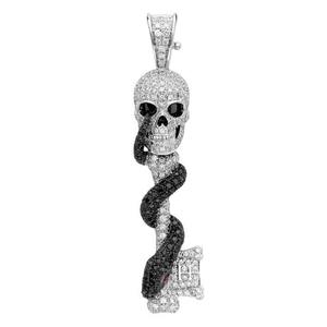 Pendentif Crâne de Serpent en Moissanite Noire et Blanche en Argent Sterling |   Bijou Hip Hop personnalisé, pièce remarquable : ajoutez une touche audacieuse - Product Image 1
