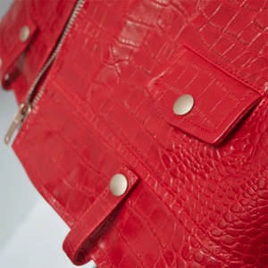 Nouveau 2025 Rouge Crocodile Motif Faux Cuir Biker Veste À Manches Longues Fermeture Éclair Plus La Taille Designer Hommes Vêtements - Product Image 3