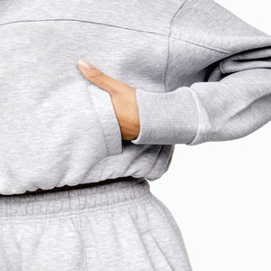 Ensemble de pantalons de survêtement à capuche pour femmes, ensemble personnalisé de grande taille, 2 en 1, motif solide avec fermeture à cordon pour l'hiver - Product Image 6