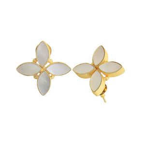 Gold Plated Brass <b>Hoops</b> Wholesale Stud Raw Natural Stone Design Satin Brass Finish Boho Chic Design Ready to Ship Bulk - Product Image 2