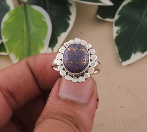 925 Sterling Silver Purple Copper <b>Turquoise</b> <b>Ring</b> Handmade Silver <b>Ring</b> Oval Gemstone <b>Ring</b> Dainty <b>Turquoise</b> Jewelry Gift for Her - Product Image 2