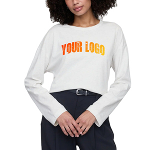 T-shirts à manches longues pour femmes en gros 2026 Haut de gamme 100% coton T-shirt pour femmes Tops imprimés DTG personnalisés pour femmes - Product Image 1