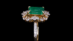 แหวนมรกตสีเขียวสังเคราะห์ทรงแฟนซี ประดับเพชรทรงหยดน้ำและทรงกลมที่เพาะเลี้ยงในห้องปฏิบัติการ |   แหวนแต่งงาน แหวนงานเลี้ยง และแหวนของขวัญ - Product Image 6