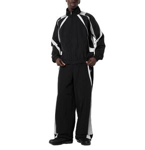 Ensemble de survêtement streetwear personnalisé pour homme, coupe-vent à empiècements contrastants, deux pièces, haute qualité, imperméable, tenue de sport - Product Image 1