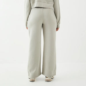 Pantalon de survêtement droit en molleton mélangé polyester/coton, personnalisé, très vendu, avec logo brodé, poids lourd, pour femme - Product Image 2