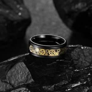 Jeulia Carbon Fiber Gear <b>Titanium</b> Steel Men's Wedding Band - Product Image 5