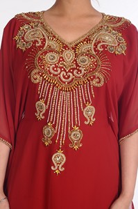 Georgette Maroon Embroidered Islamic <b>Kaftans</b> - Product Image 4