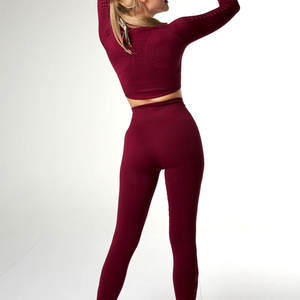 Sujetador deportivo de manga larga para mujer con conjuntos de mallas/abrigo de Fitness sin costuras entrenamiento mujeres gimnasio Fitness conjuntos - Product Image 2