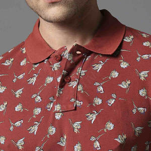 Offre Spéciale de golf tricoté en coton pour hommes, polos décontractés à fleurs, polos de couleur contrastée, polos respirants, vente en gros - Product Image 2