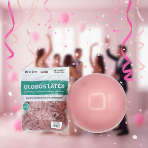 Ballons en latex Party Love 25 cm rose opaques R10 pour décoration - Product Image 3