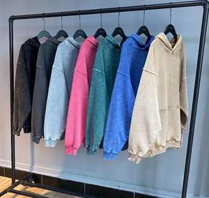 Heavyweight 420GSM 100% algodón de gran tamaño sin cuerda Batik Hoodie Vintage lavado manga larga Unisex Hoodie Custom Logo Hoodies - Product Image 1