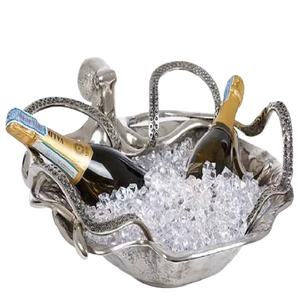 Bols à glace modernes pour la maison hôtel Restaurant bol à fruits décor couleur argent design moderne métal bouteille de vin soupe plat table - Product Image 1