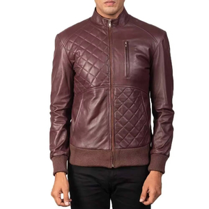 Chaqueta de cuero con cuello levantado para hombre OEM personalizada al por mayor de calidad superior chaqueta de cuero ligera estilo motocicleta - Product Image 5