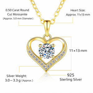 Collar con Colgante de Plata de Ley 925 con Moissanita de Corte Redondo en Forma de Corazón de 0.50 CT, Color D, Claridad VVS, Regalo de Compromiso, Joyería Fina para Mujer - Product Image 5