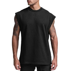 100% algodón O-cuello Tank Tops Logotipo impreso personalizado Patrón sólido Sin mangas suelta Camiseta sin mangas para hombres - Product Image 1