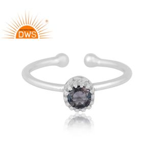 Nuevo diseño de patrón, anillo de piedras preciosas de Topacio Azul Londres Natural de plata 925 para mujer, proveedor de joyería de diseño personalizado - Product Image 3