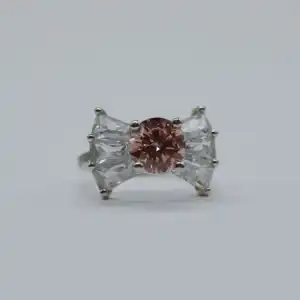 1,00 каратное розовое кольцо с круглым вырезом, выращенное в лаборатории, с бриллиантами, модное переднее кольцо со штекерным багетом, Красивое обручальное кольцо с бантом для нее