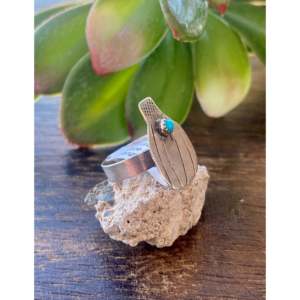 For Philips Tsosie Handmade Men's <b>Ring</b> Kingman Turquoise & Sterling Silver <b>Dainty</b> Bezel Setting Size 5.25 Everyday Wear - Product Image 3