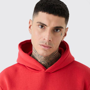 Nouveauté, sweat-shirt pour homme en coton et polyester, tricoté uni, écologique, respirant, surdimensionné, couleur contrastée, sans cordon de serrage, pull-over pour homme - Product Image 3