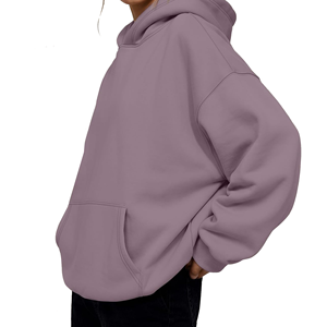 Sweat-shirt à capuche oversize pour femme, violet poussiéreux, en molleton avec poche kangourou - Product Image 3
