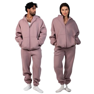 Surdimensionné Heavyweight Zipper Hoodie Jogger Femmes Hiver Respirant 400g Tissu 100% Coton Polaire Solide Motif - Product Image 5