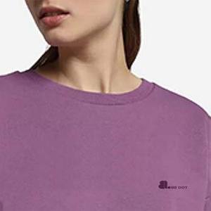 Femmes 2026 haut court solide décontracté Polyester coton éponge Anti-rétrécissement 300g doublé broderie hiver - Product Image 2