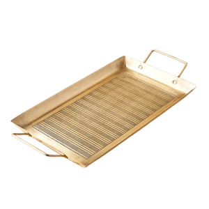 Plateau de service rectangulaire en métal doré de haute qualité 42x20 centimètres durable et élégant - Product Image 1