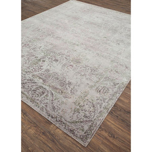 Alfombra de Lana y Seda de Bambú Anudada a Mano con Diseño Floral del Lejano Oriente, Gris y Negro-Srb(771) para Uso Doméstico - Product Image 2