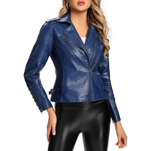 Nouvelle Arrivée Vente Chaude Blouson Moto Hiver Matelassé Col Montant en Cuir Véritable Peau de Mouton Grande Taille pour Femme - Product Image 1