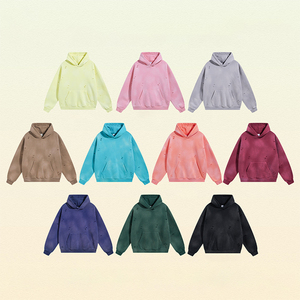 Sweat à capuche d'hiver 100% coton pour hommes, coupe régulière, teint uni, lavé à l'acide, délavé au soleil, délavé, vintage, en détresse - Product Image 1