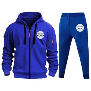 Personalizable con capucha Casual Sólido Hombres Fleece Chándal Conjunto Gimnasio - Product Image 2